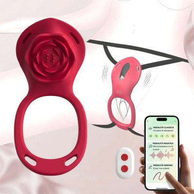Vibratore indossabile a forma di rosa per donne – App Couples Connect + telecomando, stimolazione clitoridea a mani libere, gioco a distanza, silicone sicuro per il corpo, confezione discreta | AMORA