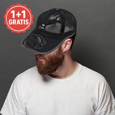Cappellino con ventola di raffreddamento a energia solare e ricaricabile tramite USB | SOLCAP 1+1 GRATIS